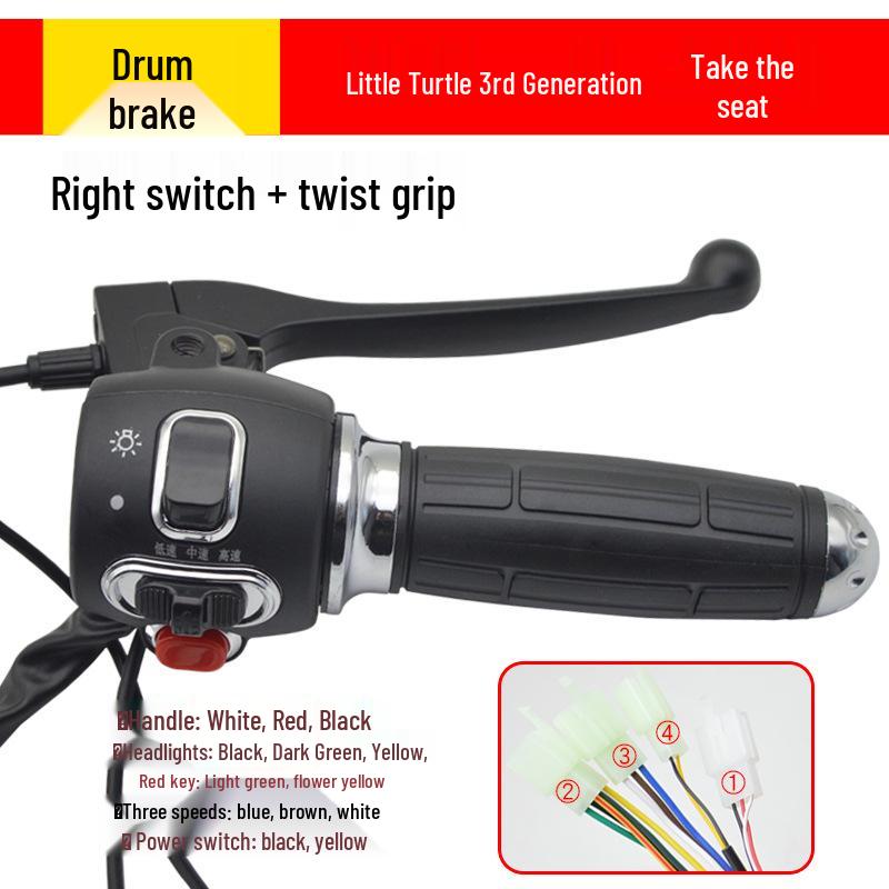 Electric Vehicle Handlebar Combination Switch with Twist Grip, Horn, Start, Headlight & Turn Signal Functions