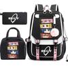 Anime Backpack Students With Lunch Bag Pencil Case Combo - Street Style Canvas School Middle