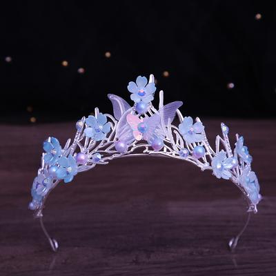 Butterfly Flowers Crown Pearls Hair Accessories for Women Girls Birthday Party Tiaras Costume Natural Hair Dress Jewelry
