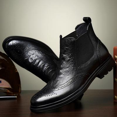 British Style Mens Chelsea Boots Genuine Leather Elegant Ankle Boots High Top Walking Shoes New Design Motorcycle Botas