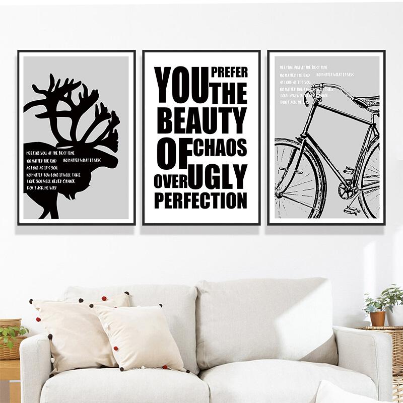 Modern Nordic Style Bicycle Posters and Prints Wall Art Black White Bike Canvas Painting Bedroom Living Room Home Decoration