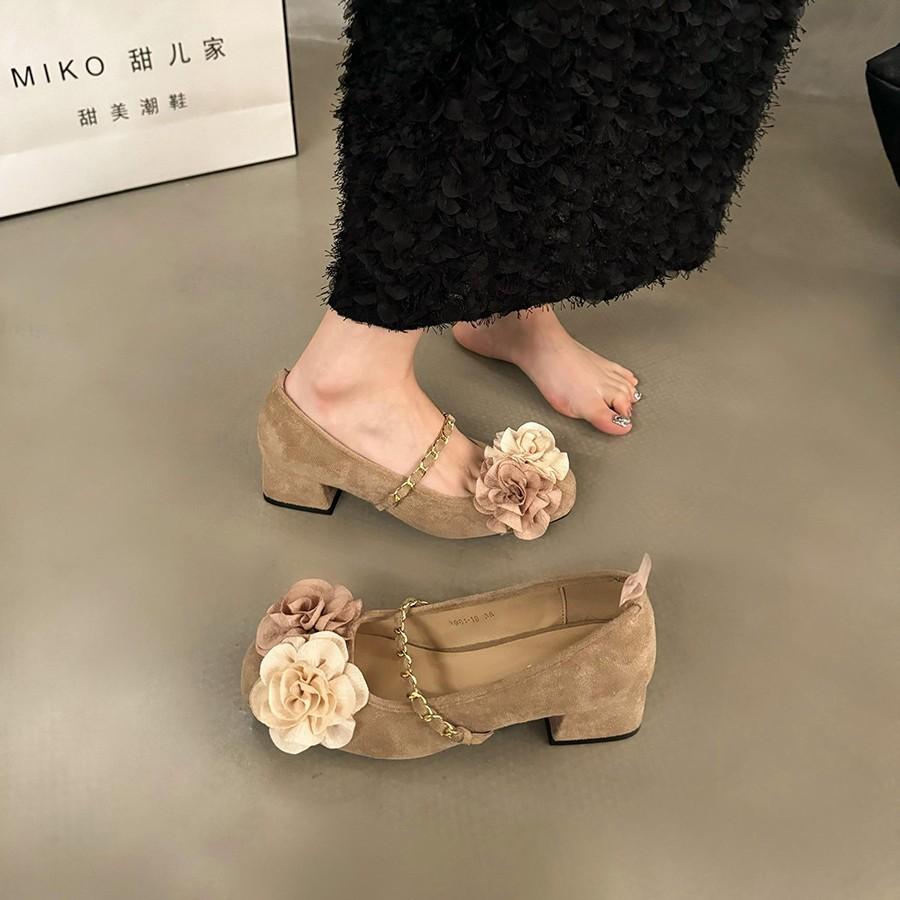 Niche new Chinese-style national style single shoes fairy Mary Jane shoes women's 2025 spring new models wear flowers retro single shoes tide