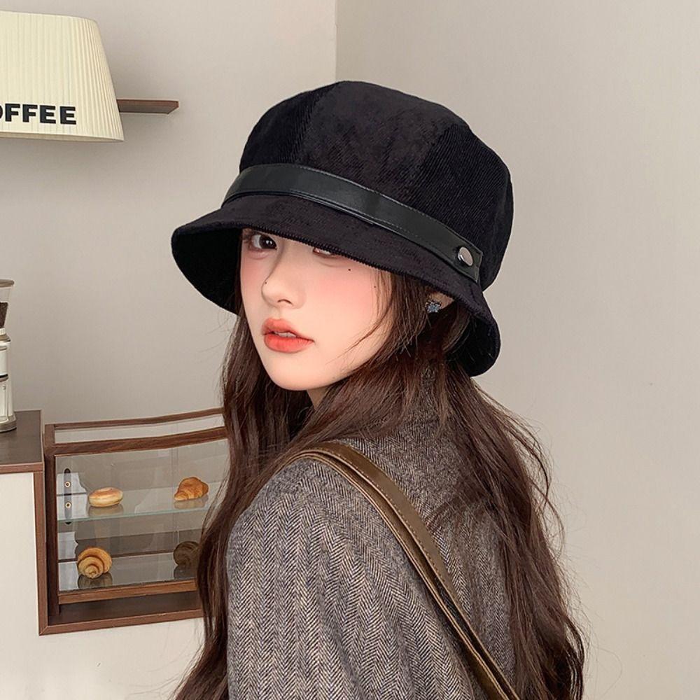 Warm Fisherman Caps Wide Brimmed Warm Basin Hat Casual Corduroy Bucket Hat Outdoor Travel