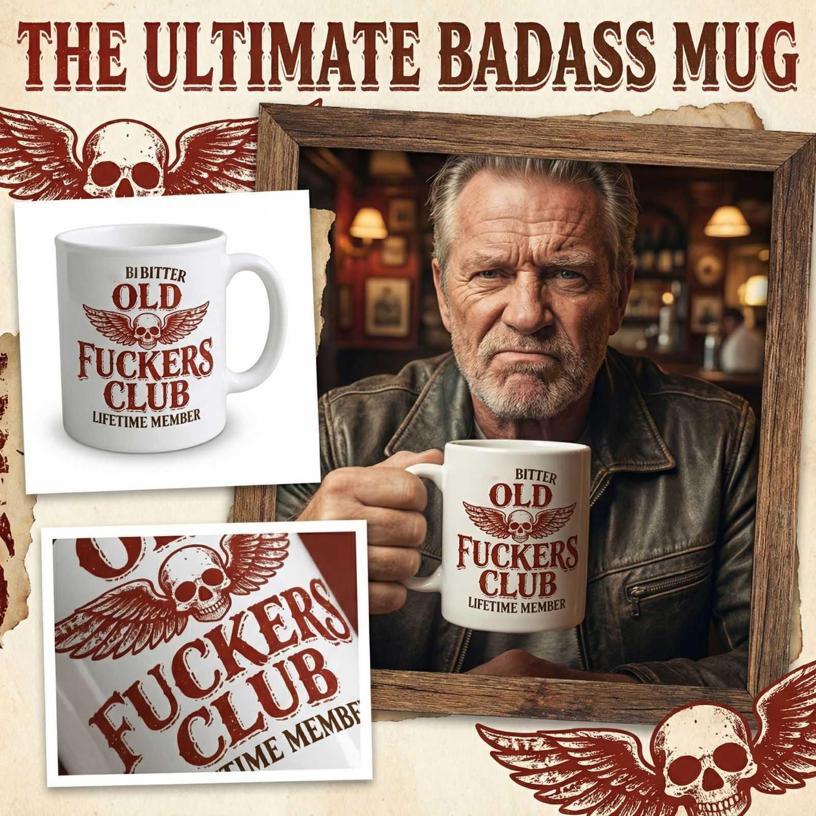 

Old Club Mug – Member Bitter Coffee Cup, Ceramic Funny Gift For Grandpa, Retirees Legends One Size
