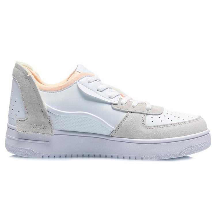 Li Ning CF De Sequencing Comfortable Slip Resistant Abrasion Resistant Low Top Skateboard Shoes White Gray Pink AGCQ394-3