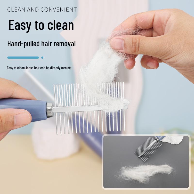 Double-Sided Pet Grooming Comb for Cats & Dogs - Undercoat Deshedding Tool