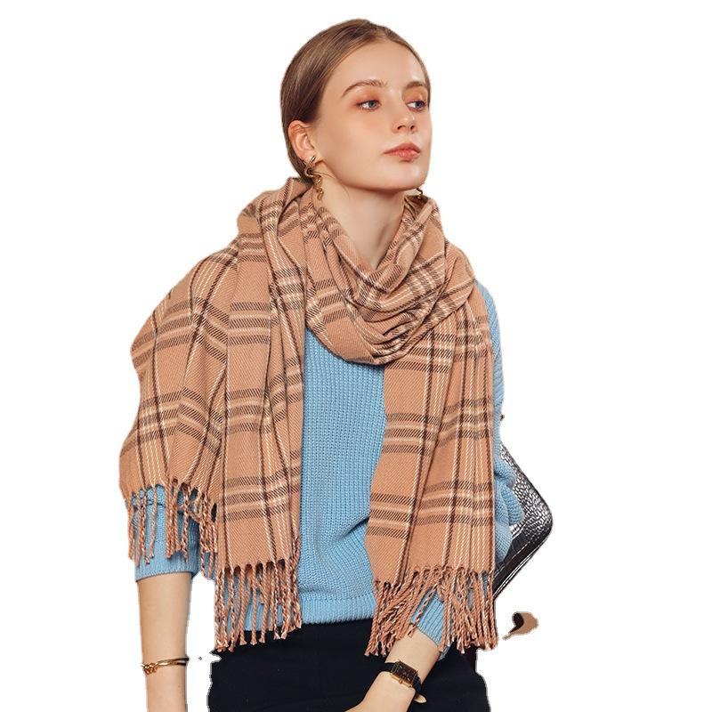 Scarf Stall Line Printing Imitation Cashmere Women's Scarf 2025 Autumn and Winter New Scarf