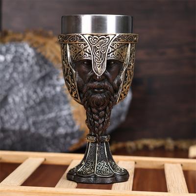 Wiking Wojownik Kieliszek do Wina Żywica Retro Średniowieczny Styl Mitologii Nordyckiej Stal Nierdzewna Wewnętrzna Filiżanka Do Domowego Baru Dekoracja Imprezowa