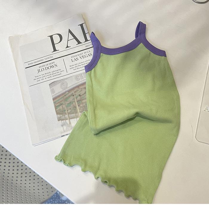 Girls Green Spaghetti Strap Summer Dress Lightweight and Stylish 80