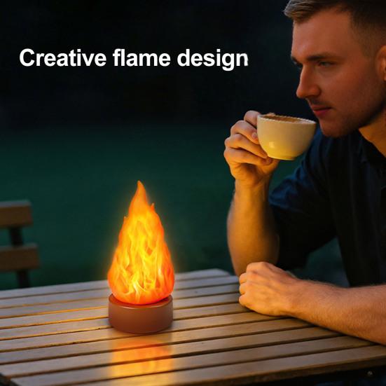 3D Fake Flame Lamp 3 Modes Adjustable USB Rechargeable Simulated Campfire Light Home Indoor Outdoor Tent Decorative LED Night Light