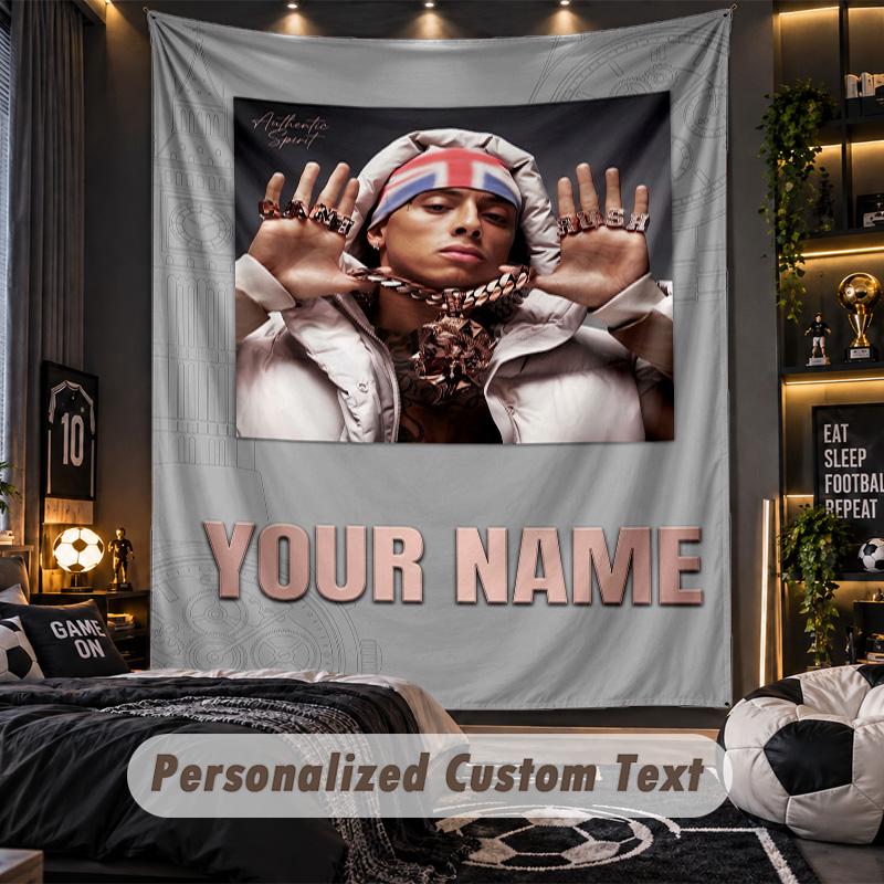 Personalized Wall Tapestry,Central Cee Custom Printed Name, Fabric Wall Art For Indoor Room Backdrop