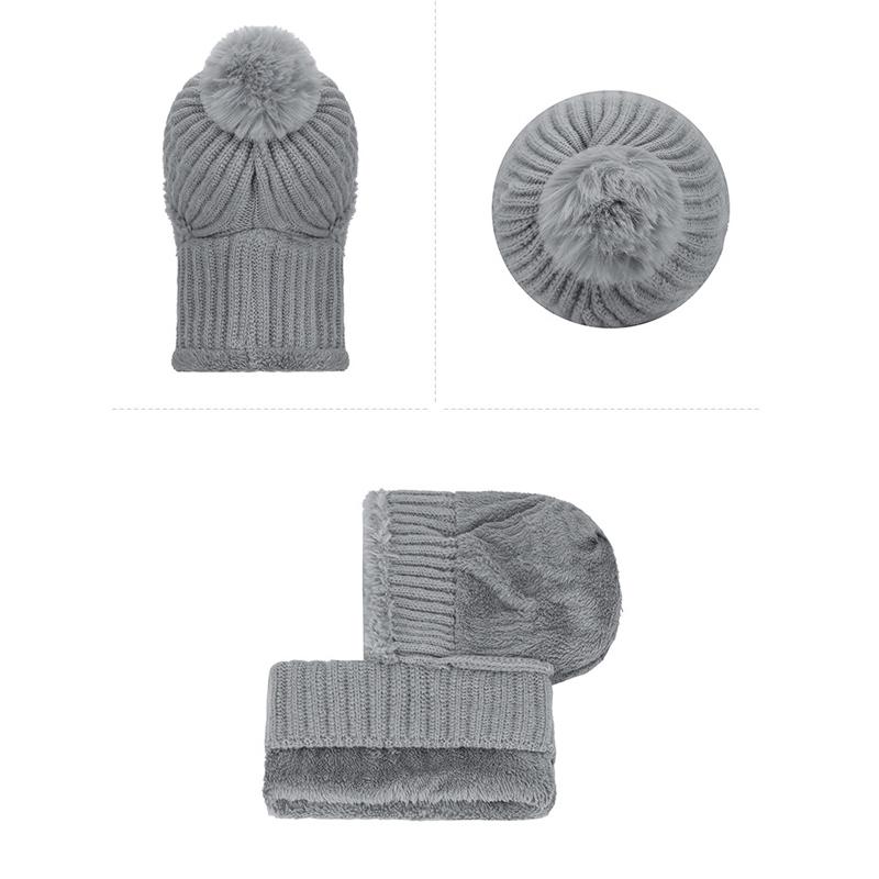 High Stretch Solid Color Knitted Scarf Mask All-In-One Cap Women's Winter Cycling Windproof Warm All-In-One Cap