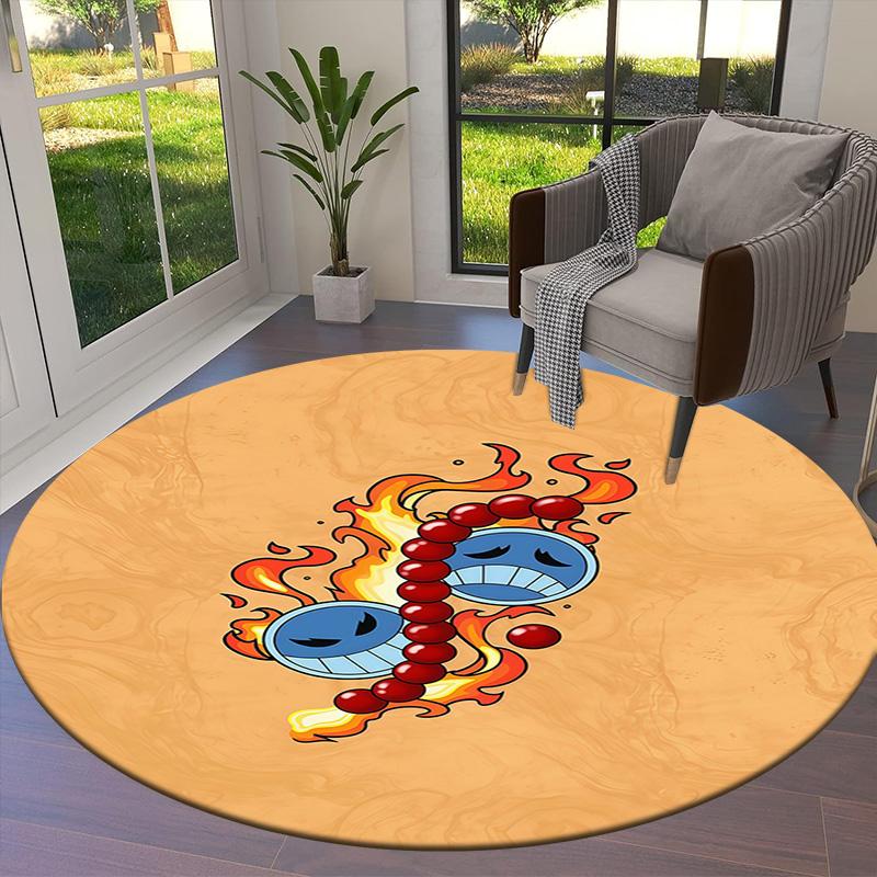 Anime One Piece Round Area Rug Carpet Rug For Living Room Bedroom Sofa Playroom Decor Nonslip Floor Mat