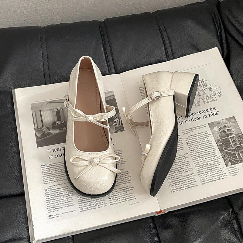Silver thick high heel light mouth single shoes women's new spring and summer skirt Mary Jane shoe temperament