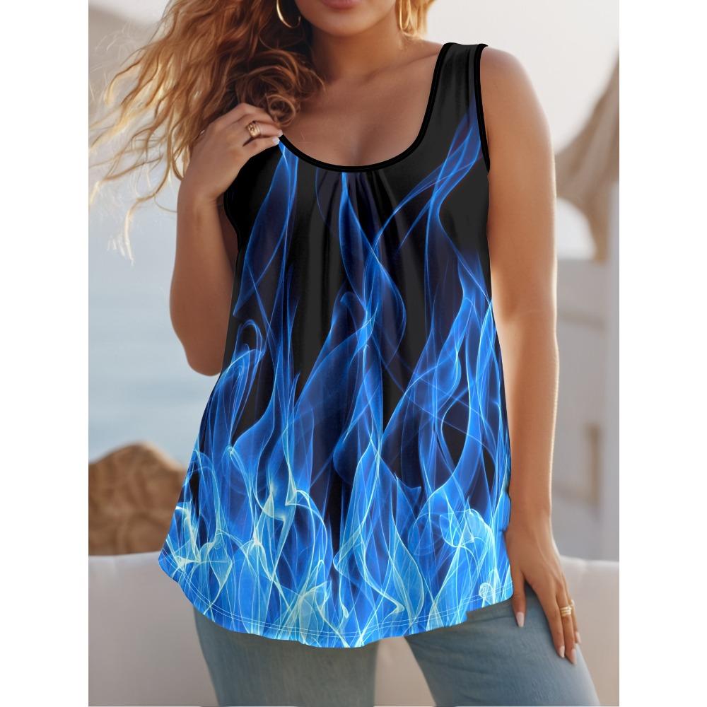 

Летний женский повседневный спортивный многоцветный узор без рукавов большого размера 6XL