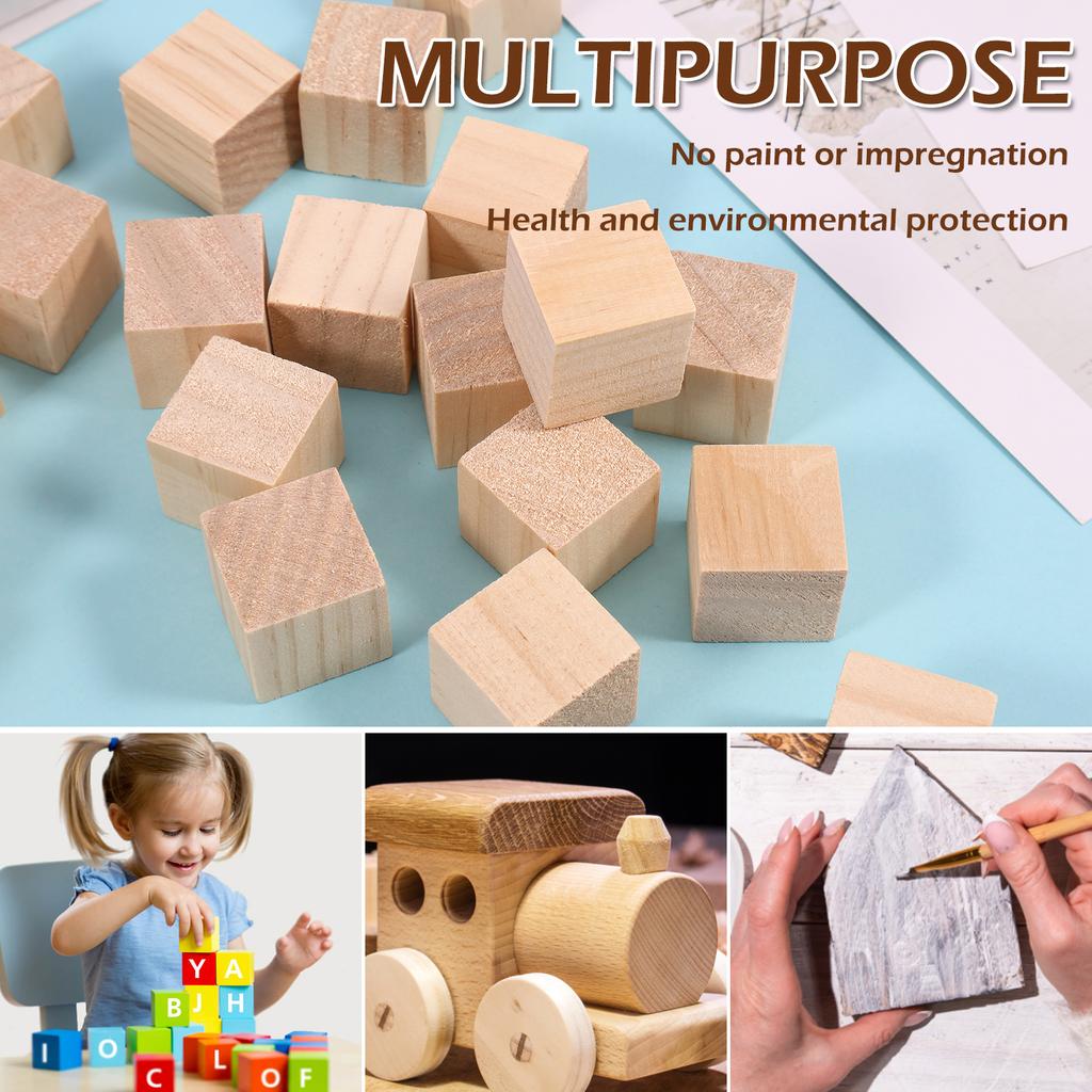50 Stück Holzklötze für Bastelarbeiten Kiefernholz Quadratische Klötze 1 Zoll Unfertige Holz Bastelwürfel Natürliche Holzklötze Holzwürfel