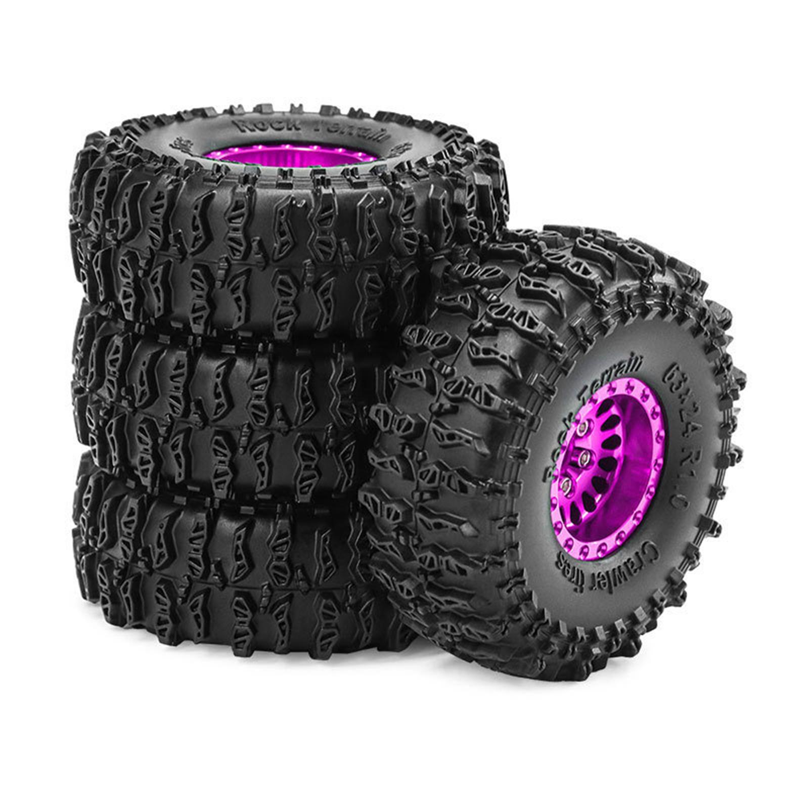 

Remote Control Model Rubber Car Supplies Beadlock Wheel Mud Terrain Tires Set Wheel Tires Detachable Fine Car Parts фіолетовий