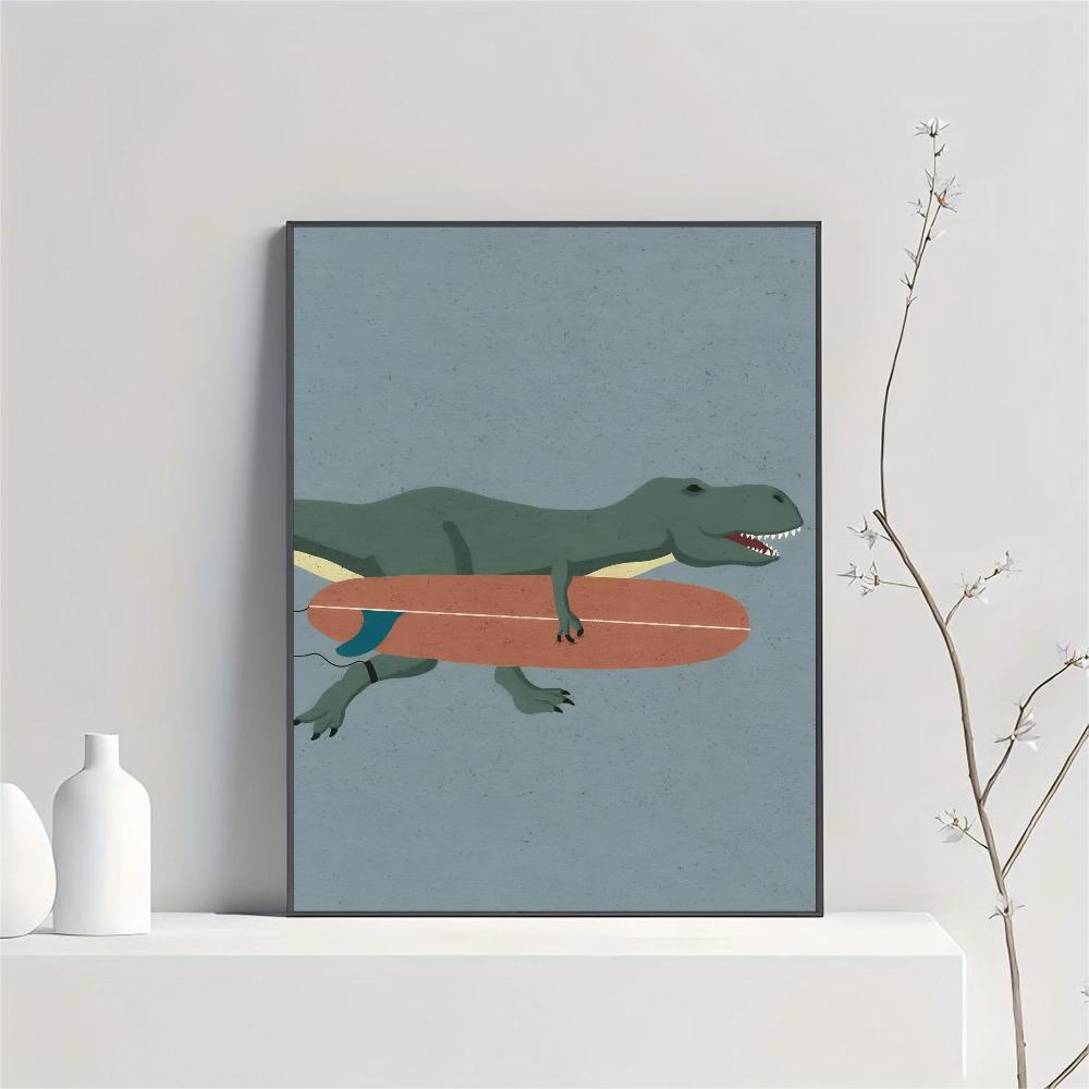 1pc Surfing Animals Vintage Cartoon Sloth Frog Racoon Zebra Poster HD Posters Home Room Bar Cafe Decor Art Wall Painting Picture