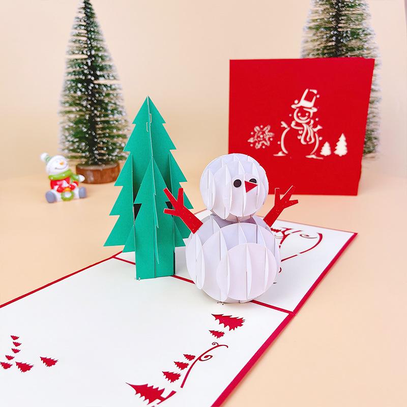 3D Christmas Tree Greeting Card for New Year - Festive Blessings for Friends