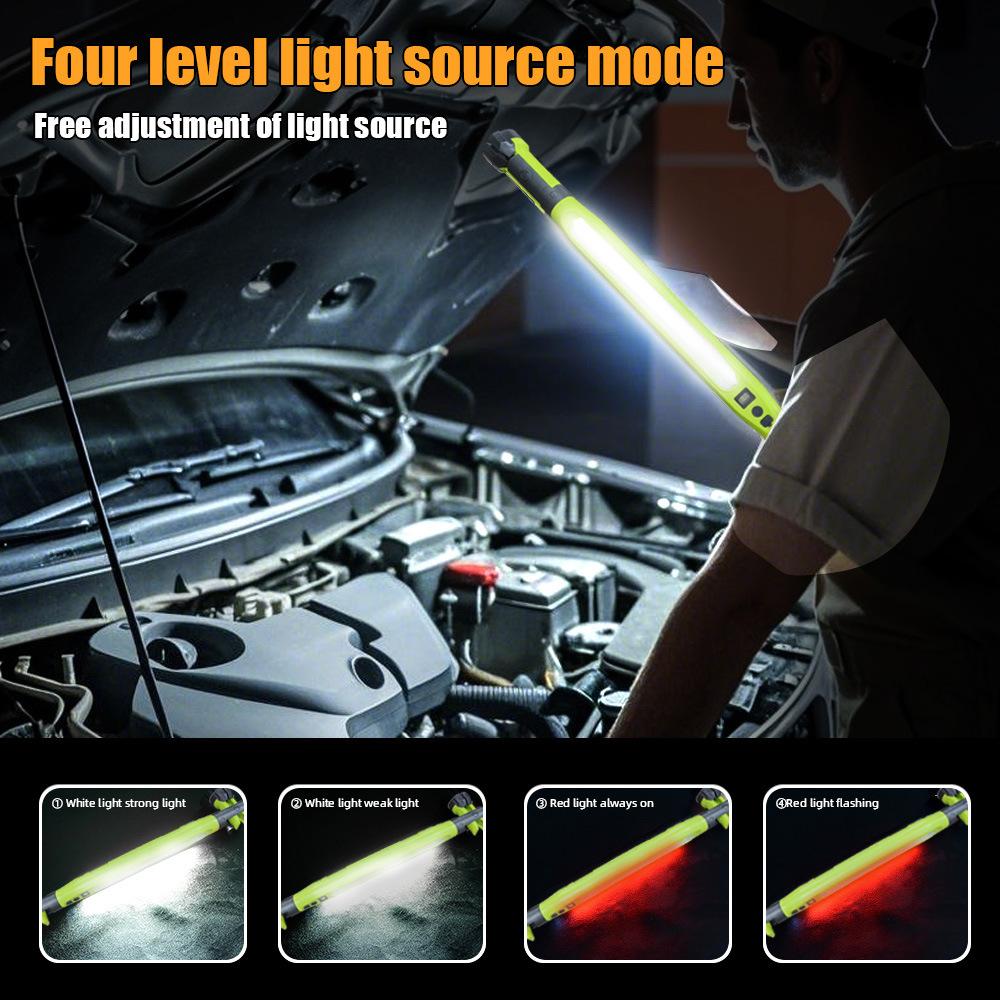 High Lumen Rechargeable LED Work Light for Car Emergency Repair Powerful Magnetic Flashlight with Hooks and Magnetic Base