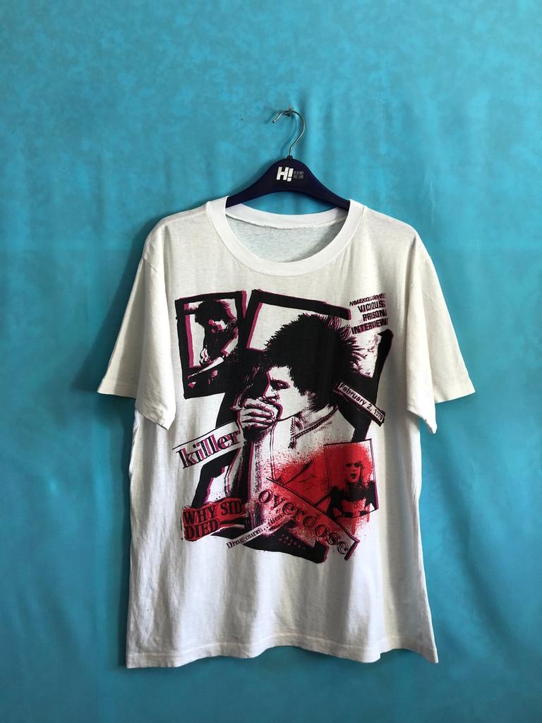 MEGARARE!!VTG sid vicious nancy spungen controversy shirt hand printed fifth column large #1598