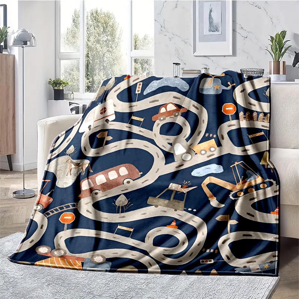 excavator Theme Printed Blanket - Perfect for Couch, Bed, Travel & Outdoor Use | Machine Washable, Cozy & Durable.