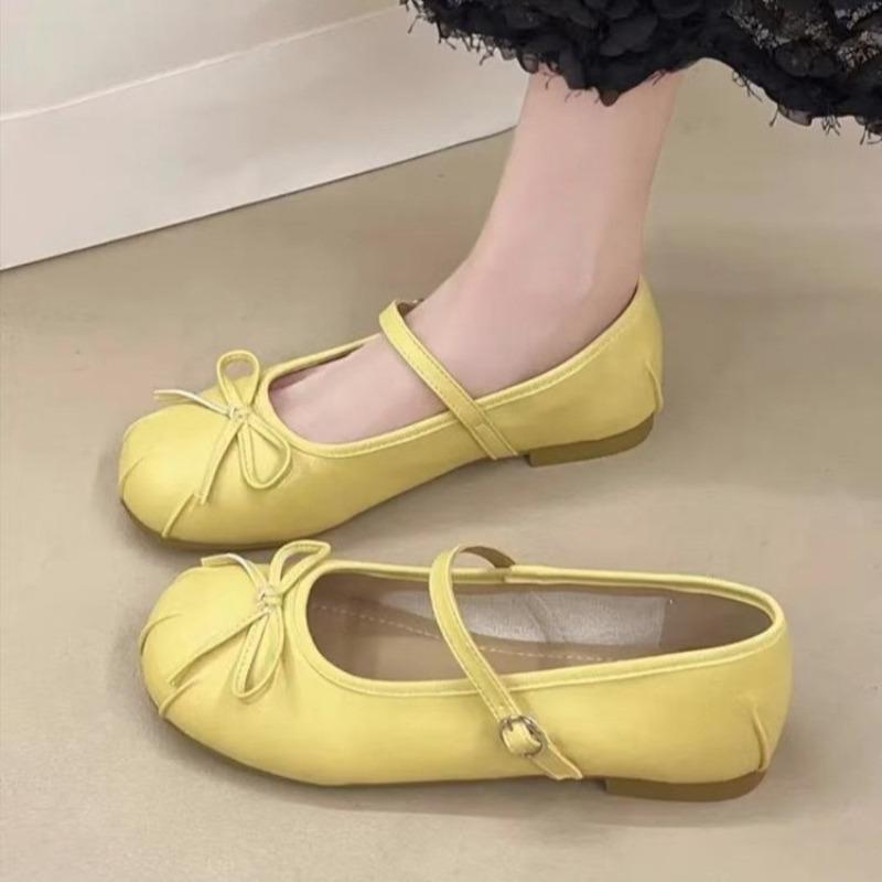 

Модная женская обувь 2025 Бренд Неглубокие женские балетки Модные балетки Новые с бантом-бабочкой Удобные Бестселлер На плоской подошве Низкий каблук 40 жёлтый