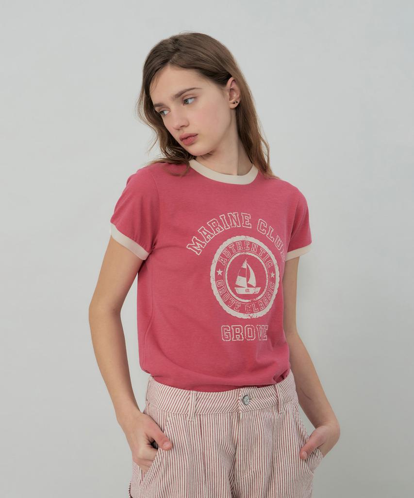 GROVE Grove Marine Ringer T-Shirt (Pink)