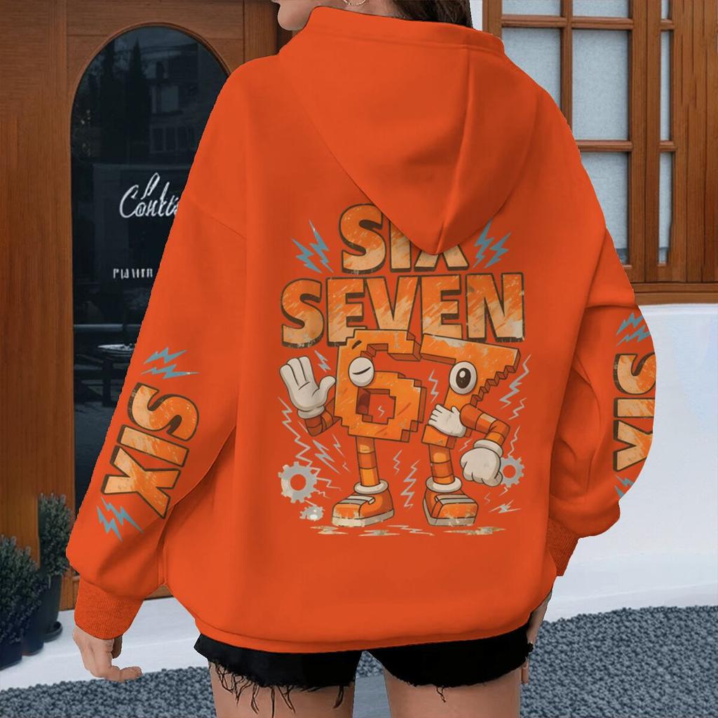 Cartoon 67 Six Seven Hoodies Men Women Meme Six Seven Cartoon Print Pullover Casual 67 Trend Hoody