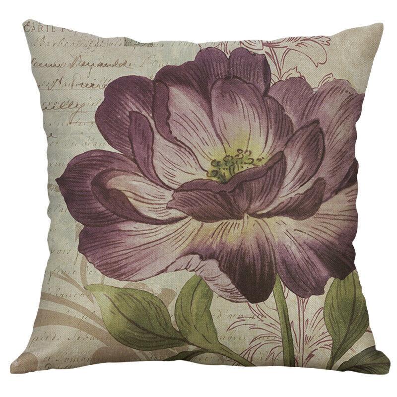 Premium Retro Flower Linen Pillow Case For Stylish Sofa Home Decor 18 Inches