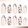 Zestaw 24 paznokci przyklejanych ze wzorem panterki, średniej długości, z francuskim końcem, w kształcie migdała, sztuczne paznokcie dla kobiet