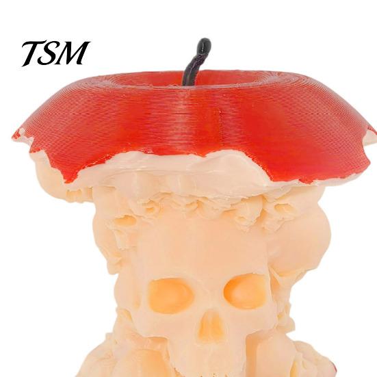 Artistic Craft Collectible 3D Printed Apples Skull Figurine, Spooky Skeleton Funny Desk Ornament Sculpture, Halloween Gothic Desktop Decor,