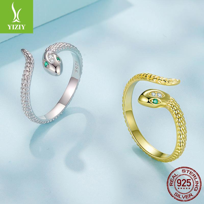 Textured Snake Open Ring For Men And Women, Cold Wind S925 Sterling Silver Lucky Ring