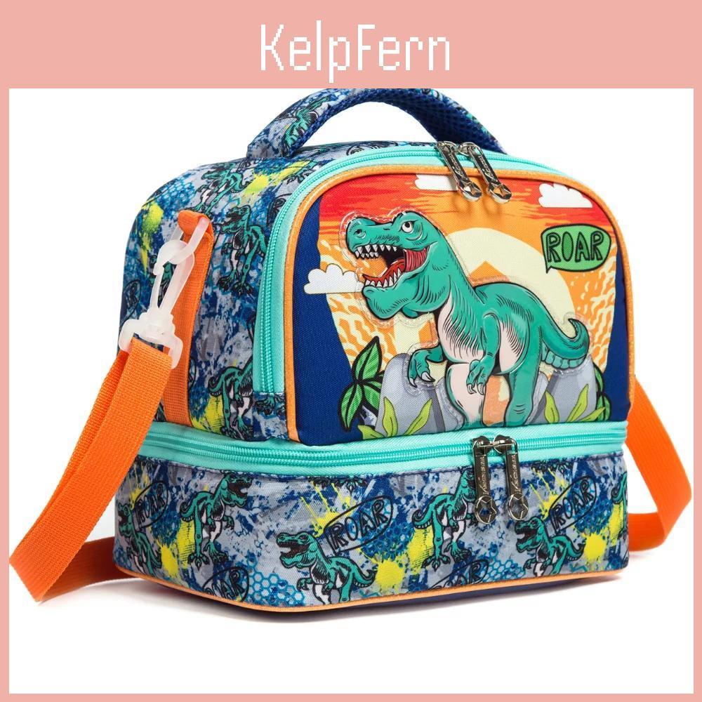 Bag Kids For Dinosaur Lunch Insulated Bag Boy Girl Waterproof Double Compartment Thermal Adjustable Shoulder Strap