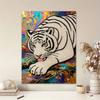 Shiny Pearl Elegant White Tiger DIY Painting Creative Bead Art Craft Household Wall Decoration Nice Present For Art Hobbyists Home Decor Accents