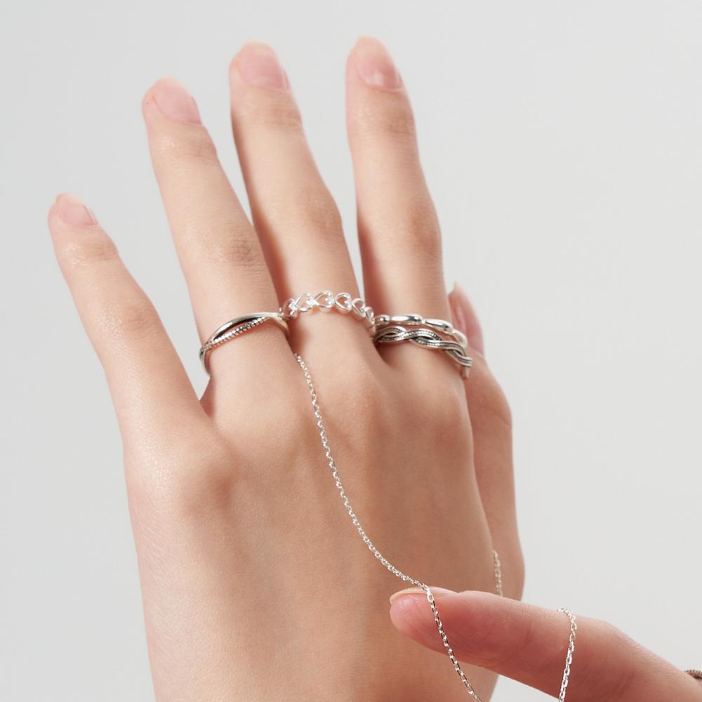 Monograph Henna Open Ring Silver 925 Mgfrs258 Rhodium Plated (White Gold)