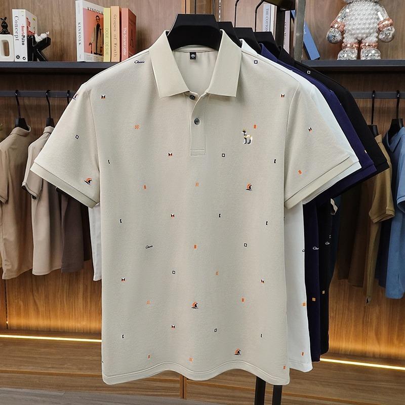 High Quality Man Summer Short-Sleeved Polo Shirt Lapel Button Multi-pattern Puppy Ventilate Business Casual Men'sWear