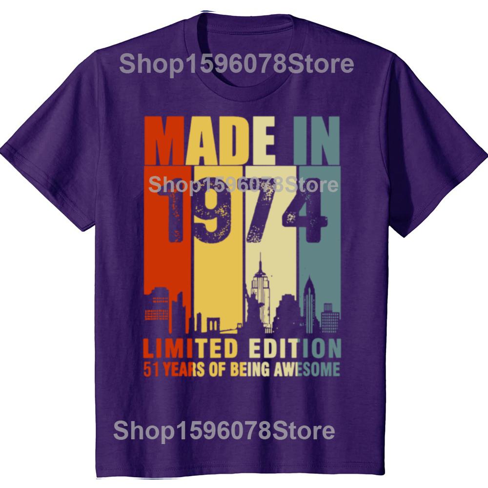 

New Made in 1974 Limited Edition 51 Years of Being Awesome T Shirt Oversize Printed Casual Tee shirt Casual Short Sleeve 3XL