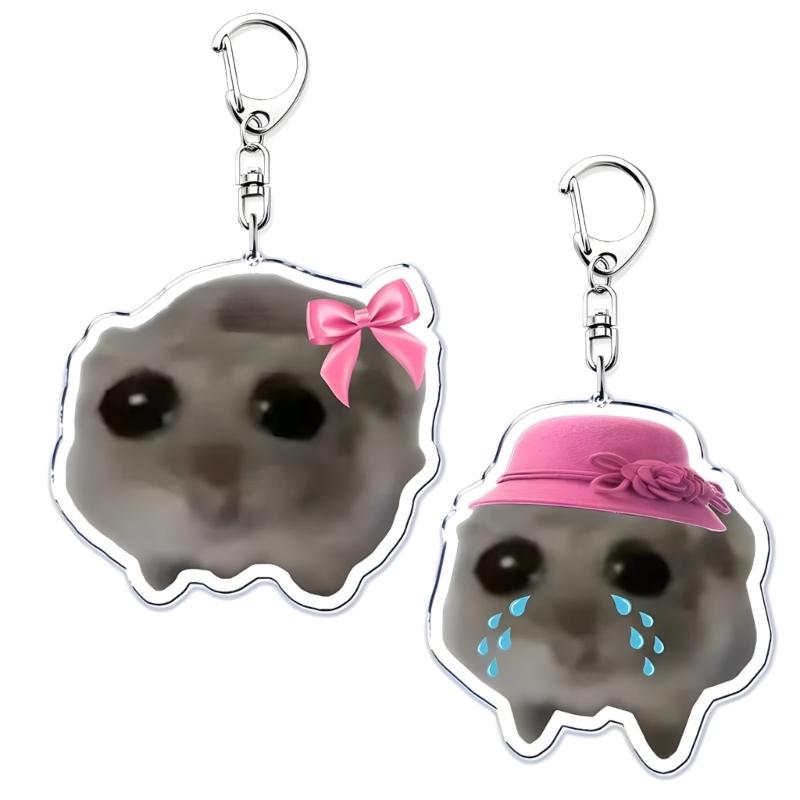 4 Pack Hamster Acrylic Keychain Fashion Bag Charm Stylish Bag Pendant Cartoon Key Rings Suitable for Bag and Keys
