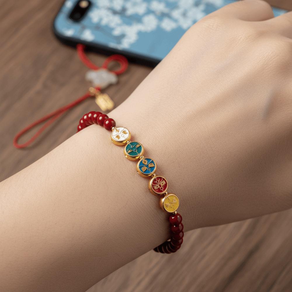 High-end Red Rope Mobile Phone Chain Handmade Woven This Life Year Pendant  Fashion Accessories