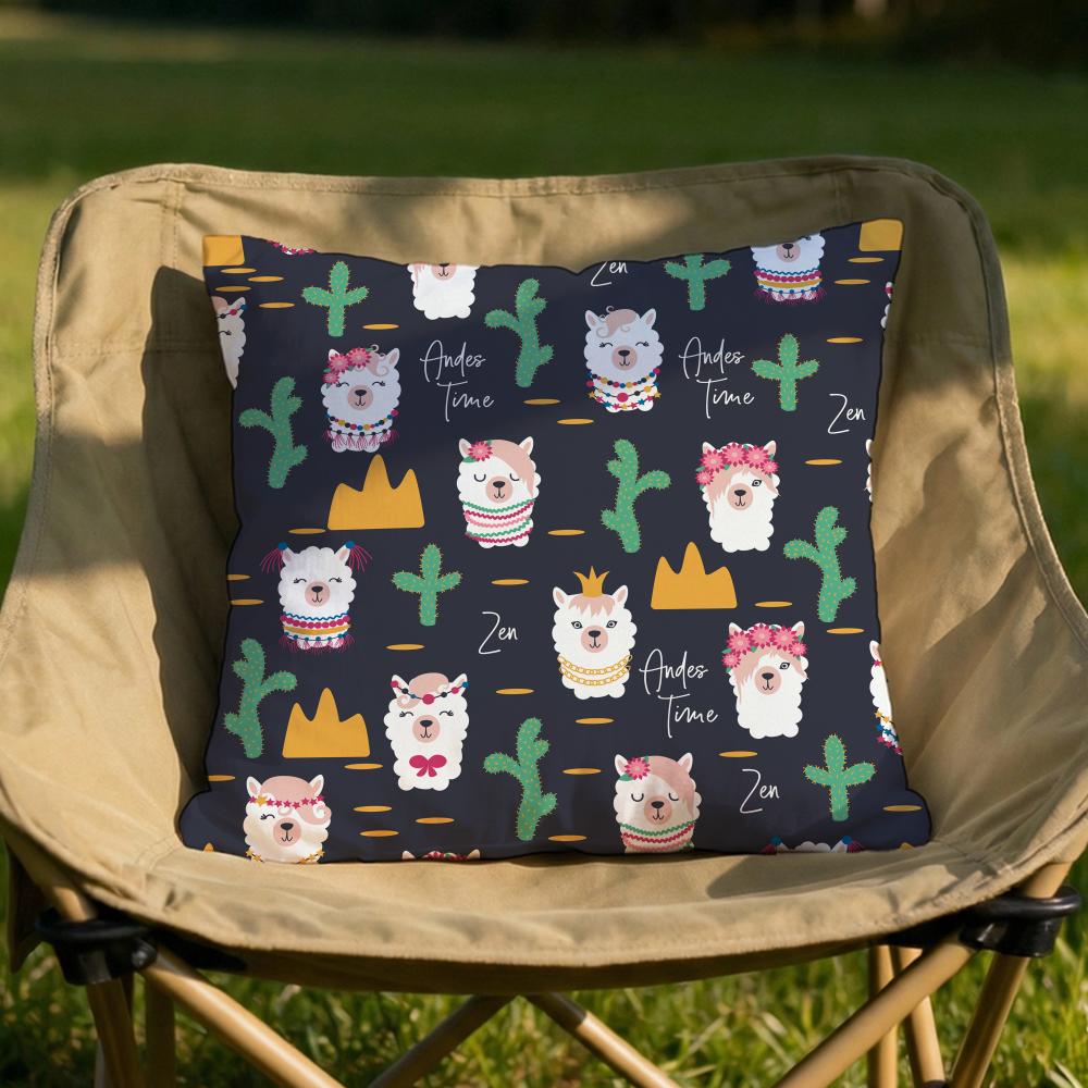 Cartoon Llama Pattern Cushion Cover Soft Reversible Durable Pillow Cover MultiScene Use for Home Car Daily Comfort
