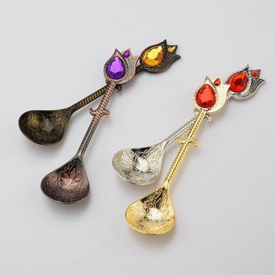 Cucharas de acero inoxidable con diamantes de lujo, vaso agitador para comer comida, cocina casera, 1 ud.
