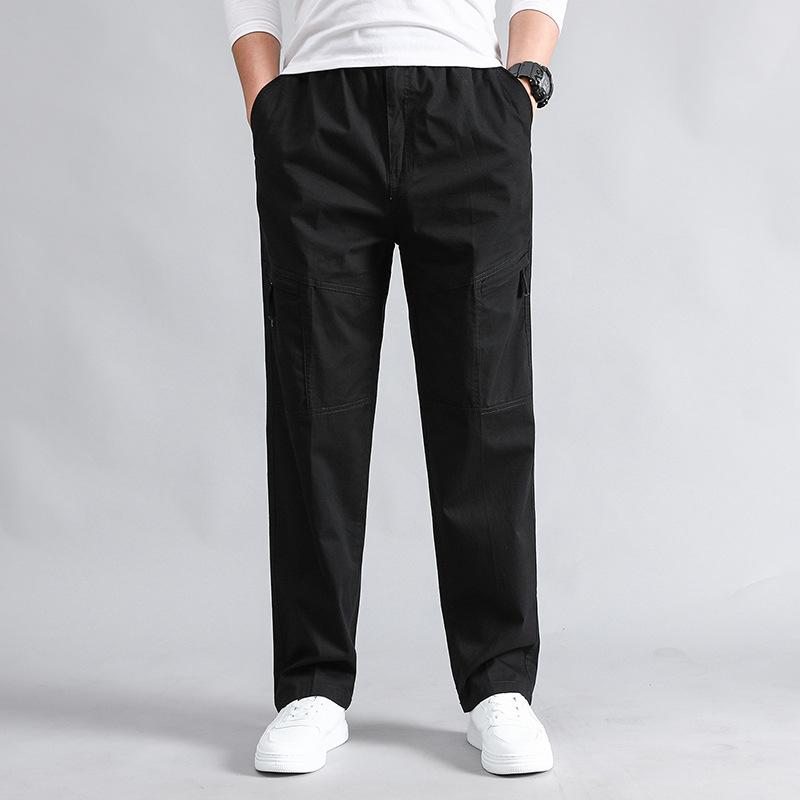 Spring and Autumn Men's Pure Cotton Casual Pants Larger and Wide Sporty All-Match Thin Work Pants
