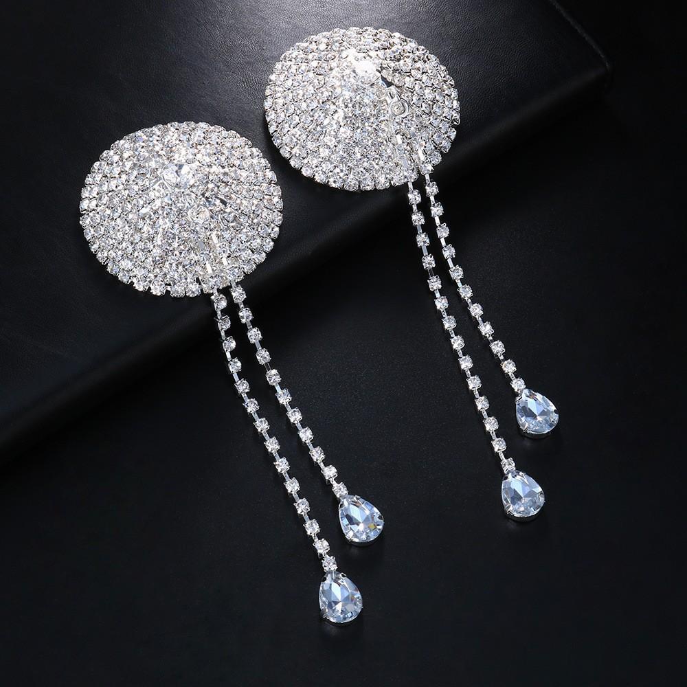 Catena per Seno Sexy con Nappa Rotonda Piena di Diamanti Catena al Latte Personalizzata di Nicchia Sex Gioielli per il Corpo da Donna Catena per il Corpo