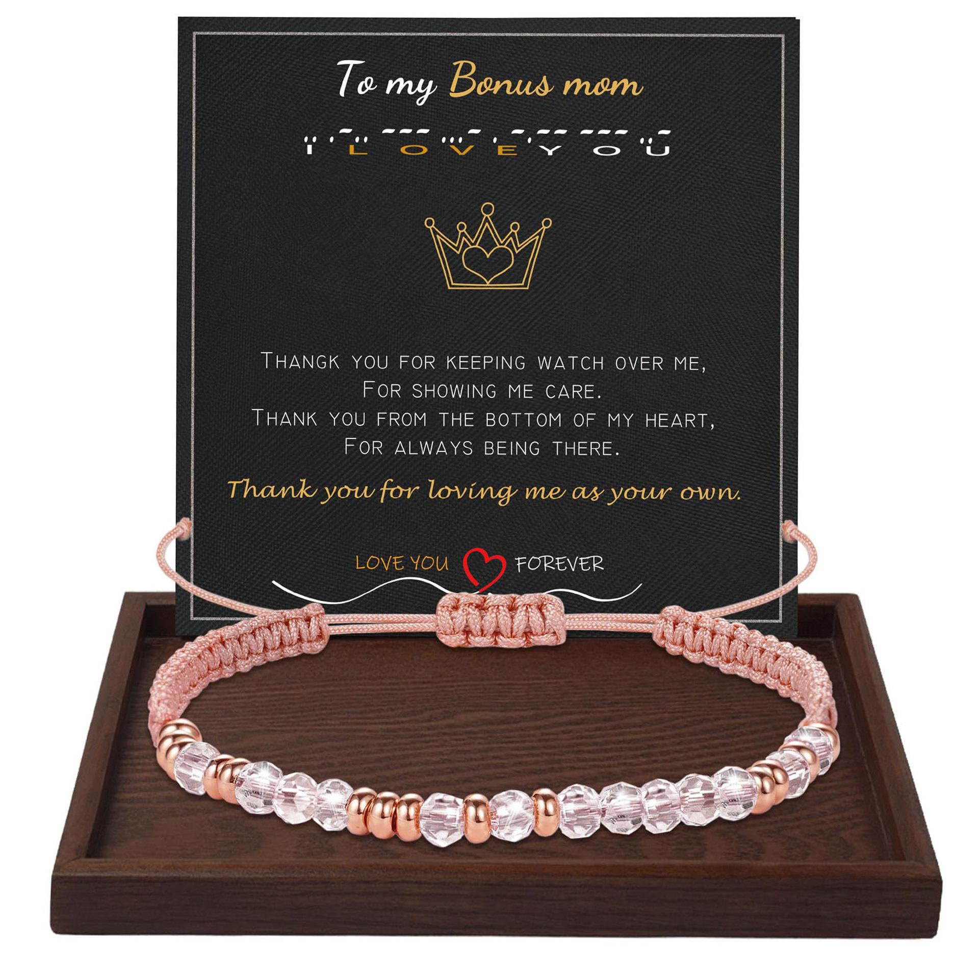Mom gift password bracelet hand-woven gold bead spacer white rhombus bead pink rope adjustable password bracelet