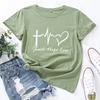 Faith Creative Alphabet Cotton T-Shirt Short Sleeve Round Neck Women 2d Print Tops