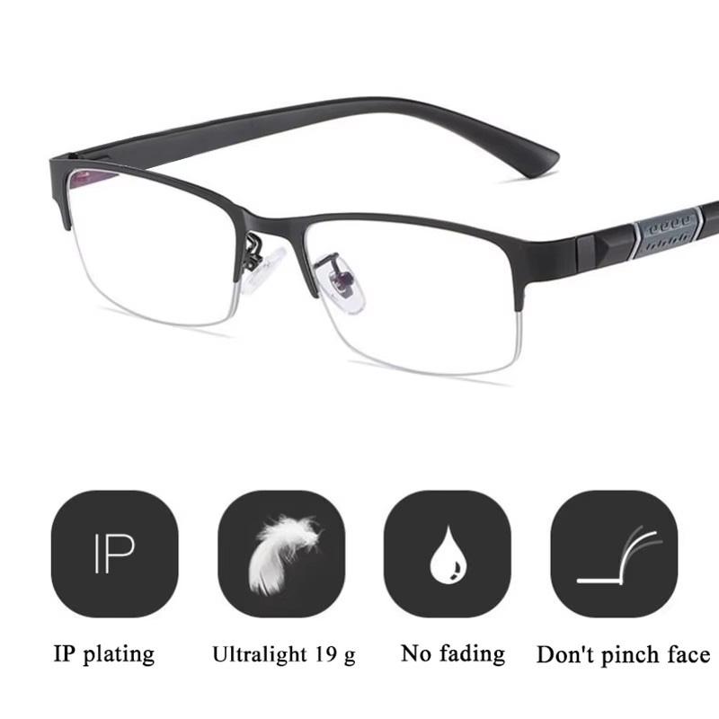 Lesebrille für Männer, Retro-Business-Hyperopie-Brille, Anti-Blaulicht-Lesebrille, 0 +1,0 bis +4,0 Brille