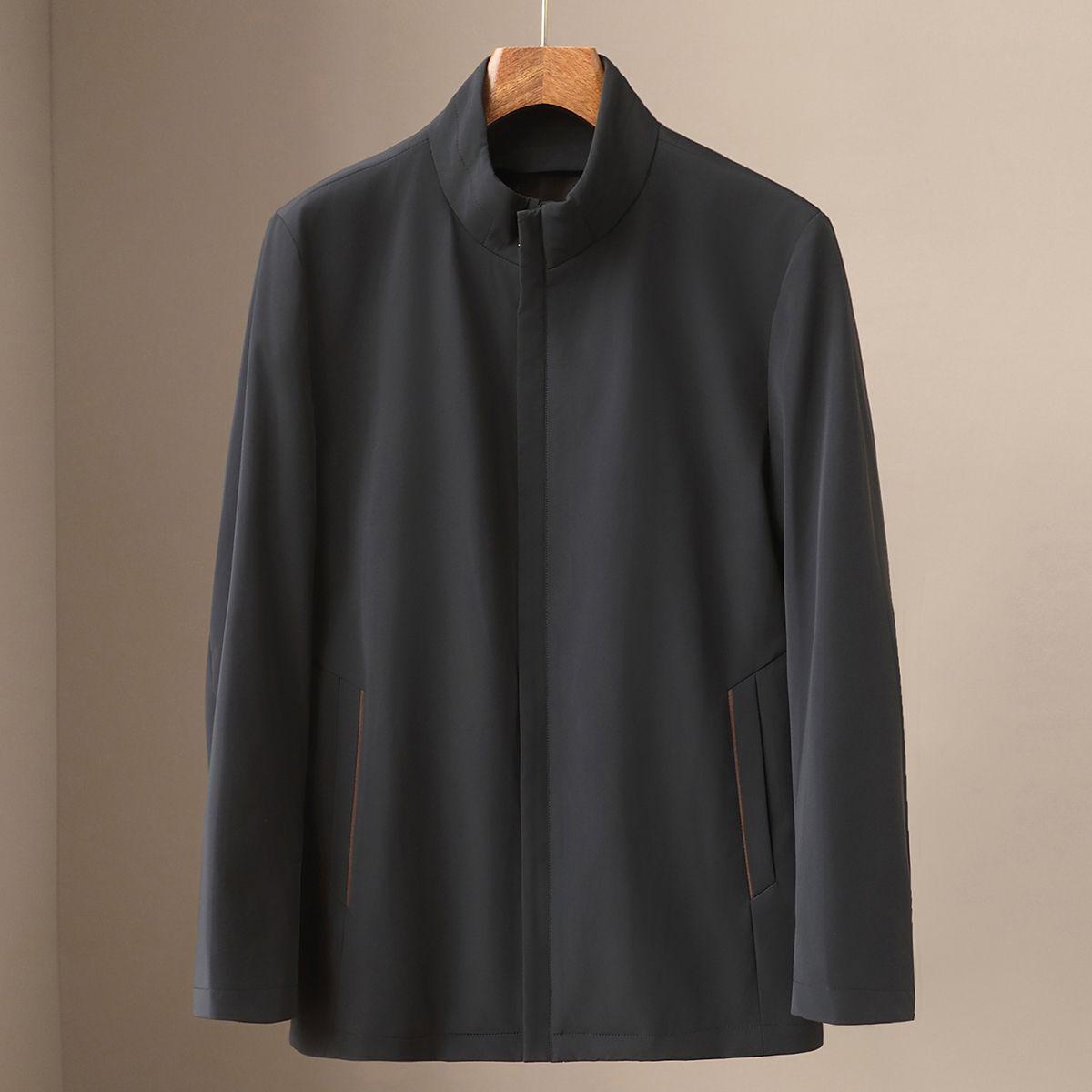 2026 Spring Men s Casual Stand-up Collar Business Jacket - Executive Coat for Dad XL (120-130 Jin) чёрный