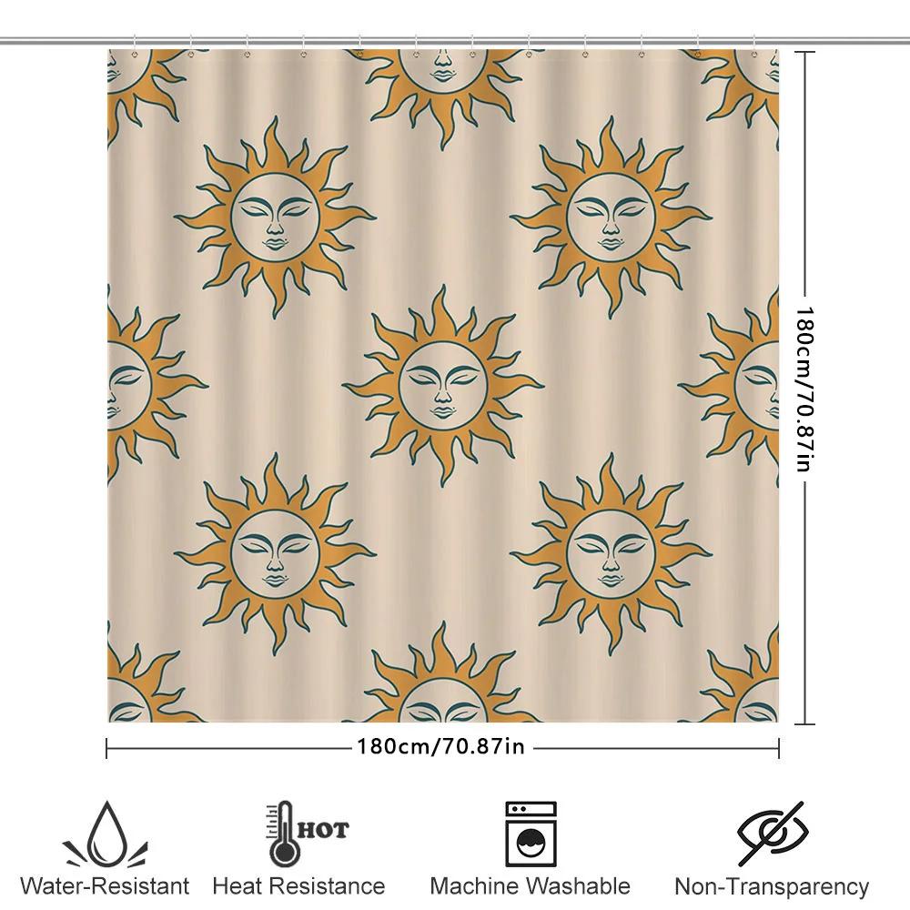 Sun Pattern Shower Curtain Set Decorative Bathroom Waterproof Plastic Rod Pocket Home Accessories White, Yellow Sunflower Design