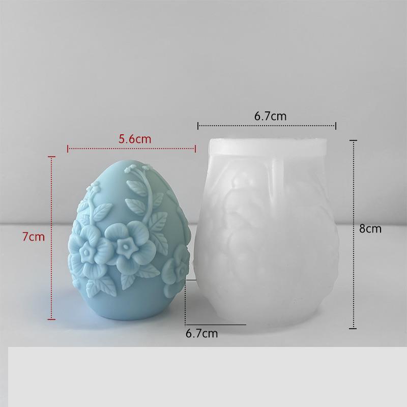 Easter Egg Silicone Candle Mold Aromatherapy Plaster DIY Craft Candles Making Tools Ornaments Embossed Flower Egg Mold